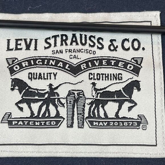 Levi's Puffer Jacket Men's XL Navy Brown Colorblock Fleece Shirttail Woodsman - Picture 7 of 11